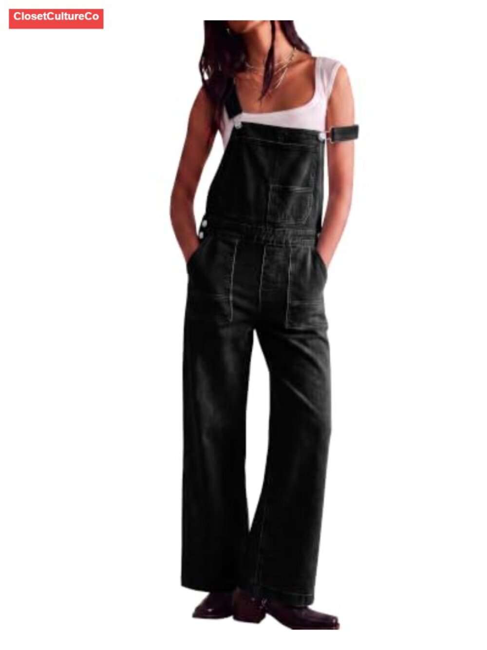 Straight Wide Leg Denim Overalls Boyfriend Jean Jumpsuit